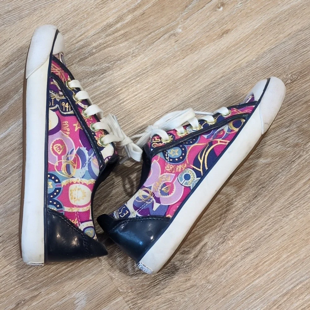 💗💙Coach Women's Pink and Purple Patterned Sneakers size 5.5💗💙 GORGEOUS!!!💙 - Picture 8 of 11